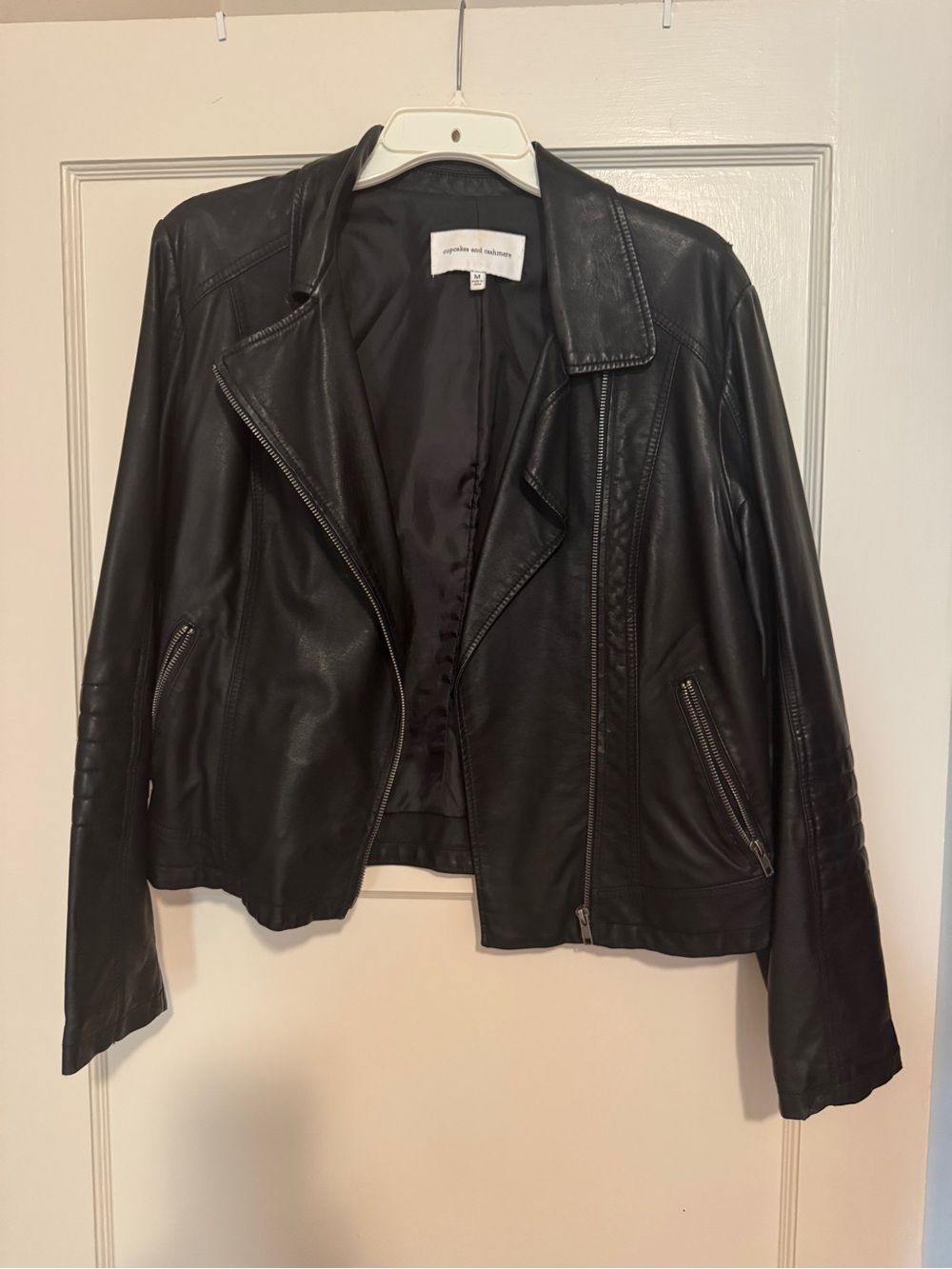 Cupcakes and Cashmere motorcycle faux leather jacket, size M